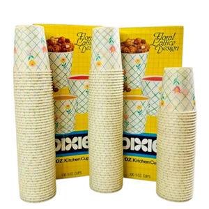 Dixie Cups Vintage Lot of 135 Floral Lattice 5 oz Kitchen 1987 Box Unused NOS